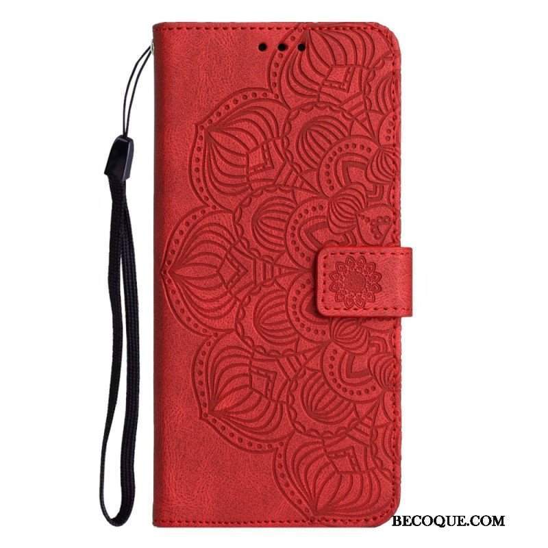 Etui Folio do Samsung Galaxy A13 z Łańcuch Mandala Z Paskami W Stylu Vintage