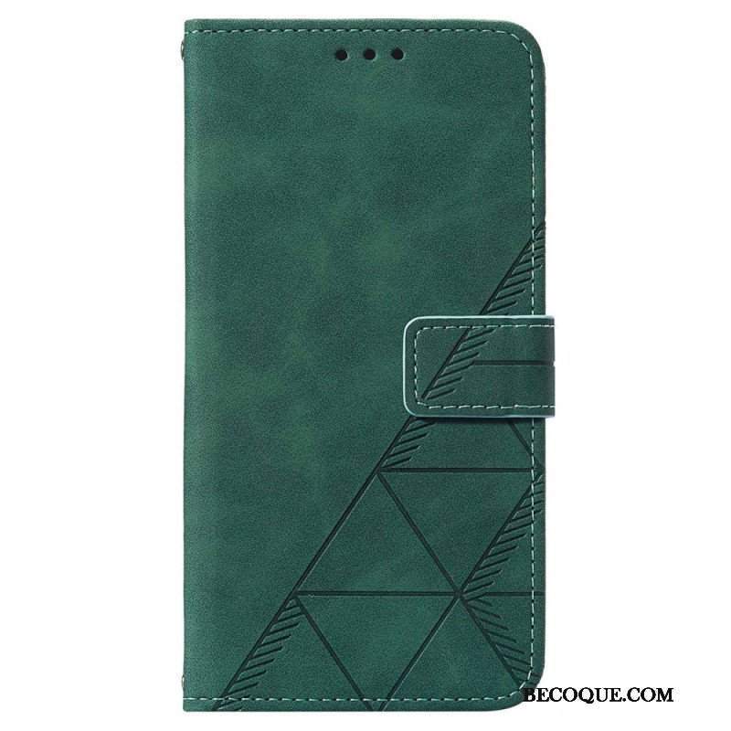 Etui Folio do Samsung Galaxy A14 / A14 5G Trójkąty Ze Smyczą