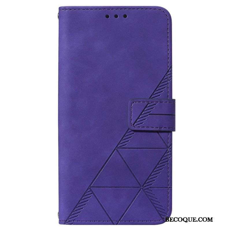 Etui Folio do Samsung Galaxy A14 / A14 5G Trójkąty Ze Smyczą