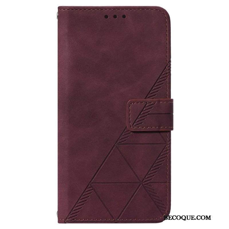 Etui Folio do Samsung Galaxy A14 / A14 5G Trójkąty Ze Smyczą