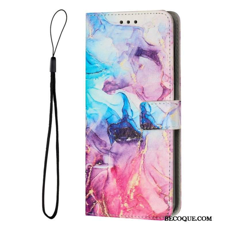 Etui Folio do Samsung Galaxy A14 / A14 5G z Łańcuch Pasek Marmuru