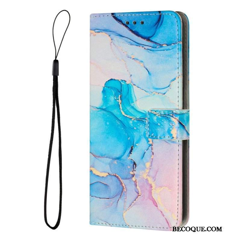 Etui Folio do Samsung Galaxy A14 / A14 5G z Łańcuch Pasek Marmuru