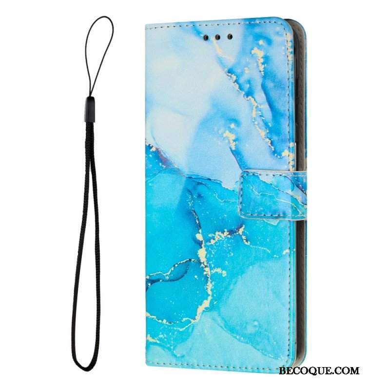 Etui Folio do Samsung Galaxy A14 / A14 5G z Łańcuch Pasek Marmuru