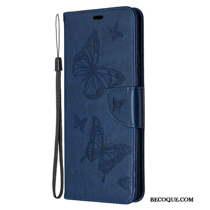 Etui Folio do Samsung Galaxy A42 5G Motyle W Locie Z Smyczą