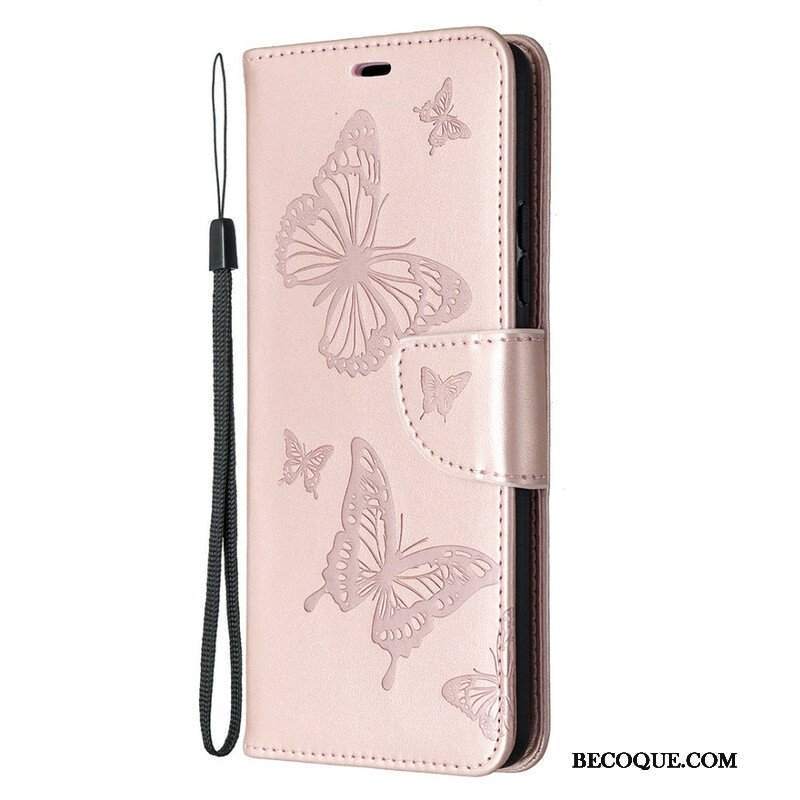 Etui Folio do Samsung Galaxy A42 5G Motyle W Locie Z Smyczą