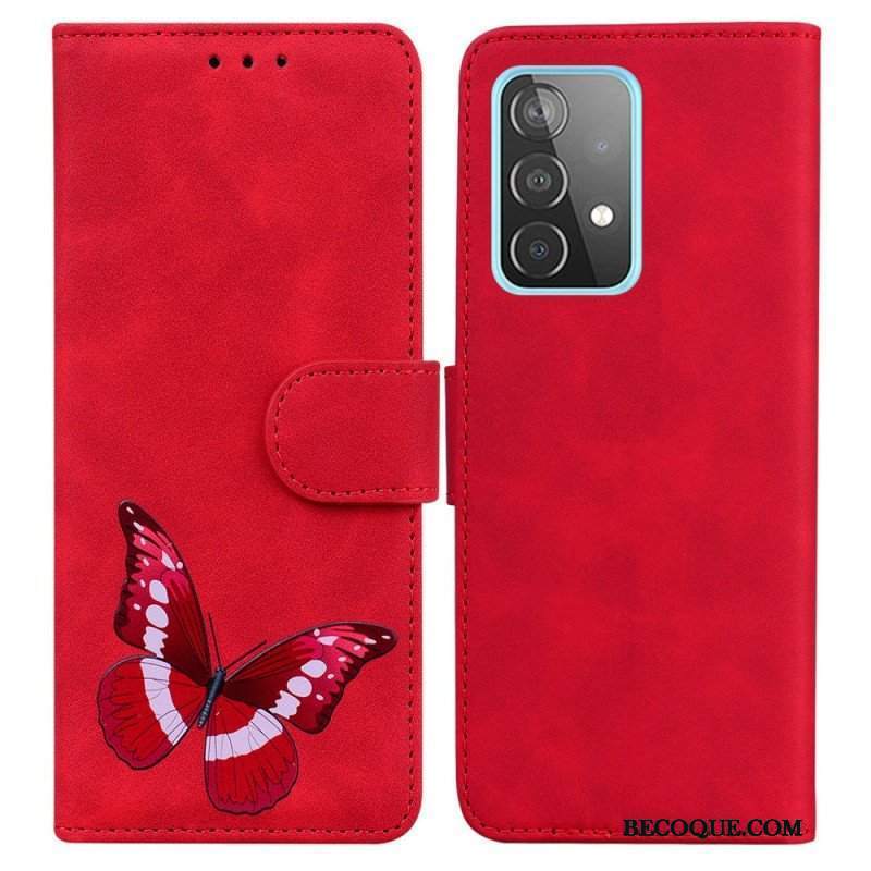 Etui Folio do Samsung Galaxy A52 4G / A52 5G / A52s 5G Motyl Dotykający Skóry