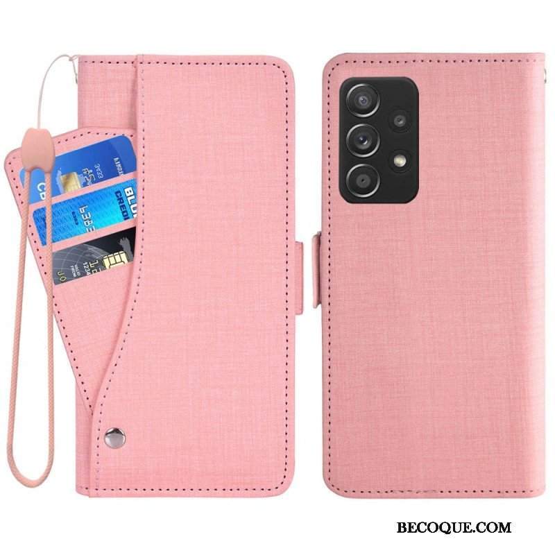 Etui Folio do Samsung Galaxy A53 5G Dżinsy Z Obrotowym Uchwytem Na Karty