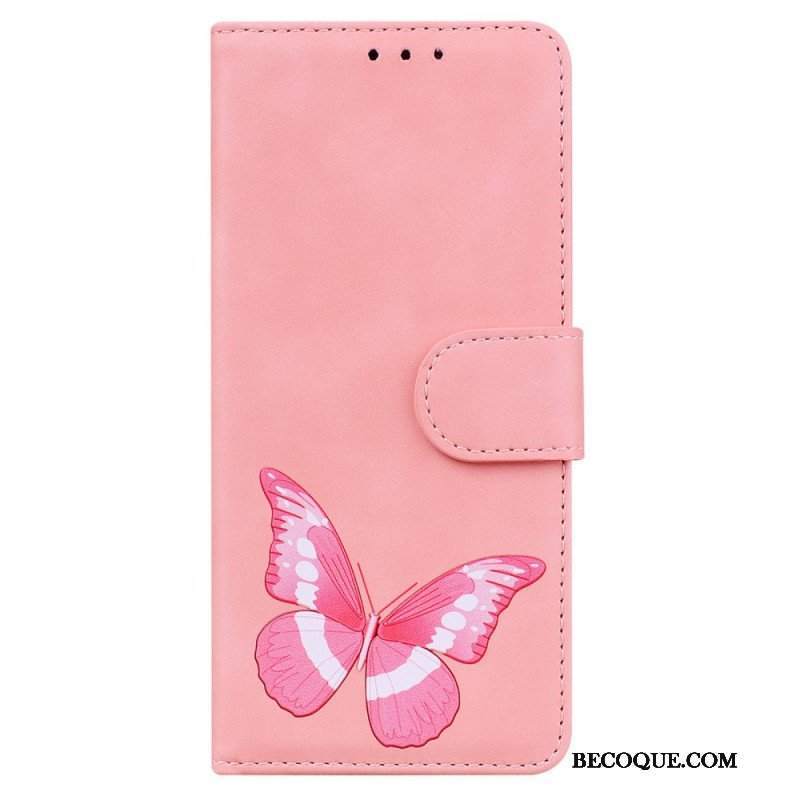 Etui Folio do Samsung Galaxy A53 5G Motyl Dotykający Skóry