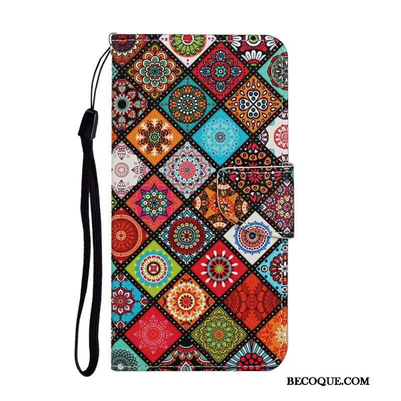 Etui Folio do Samsung Galaxy A54 5G Patchwork Ze Smyczą