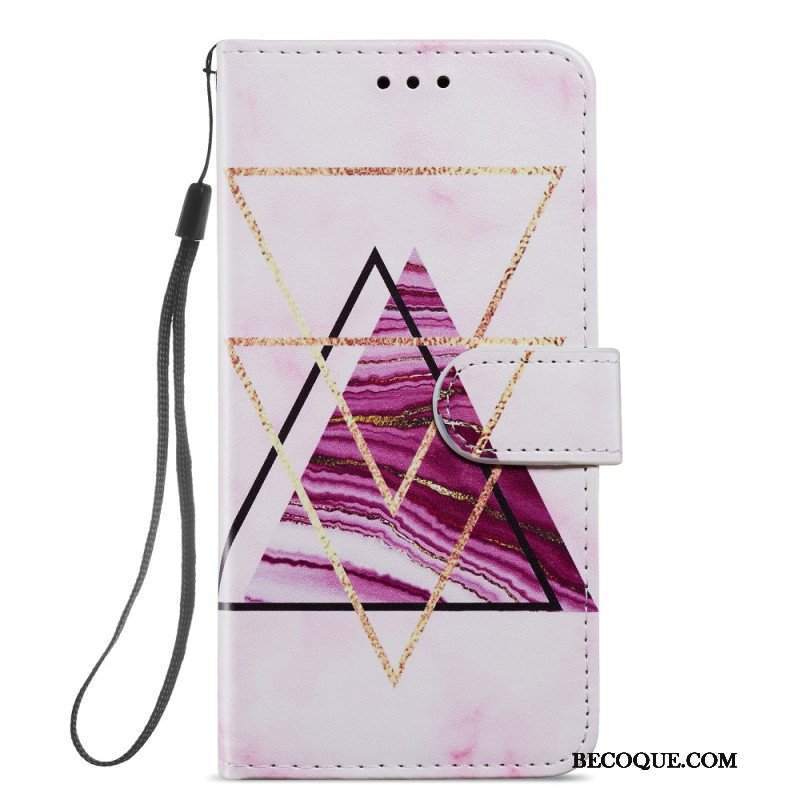 Etui Folio do Samsung Galaxy A54 5G z Łańcuch Marmur W Stylu Strappy