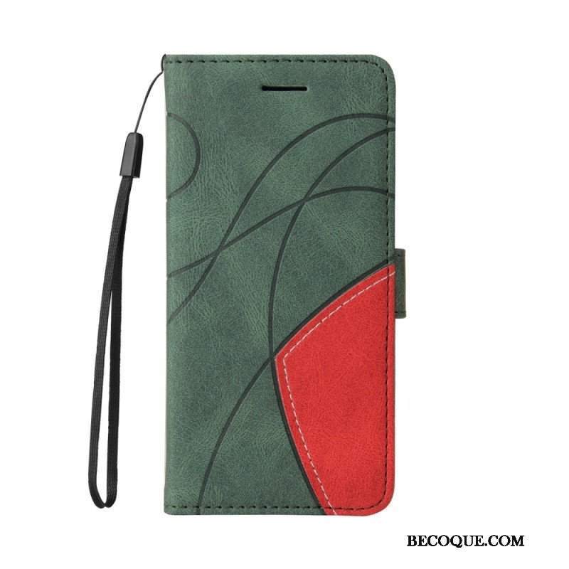 Etui Folio do Samsung Galaxy M12 / A12 Dwukolorowa Sygnowana Sztuczna Skóra