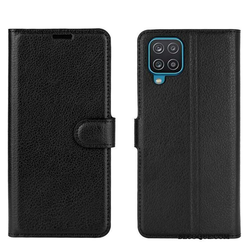 Etui Folio do Samsung Galaxy M12 / A12 Klasyczna Sztuczna Skóra Liczi