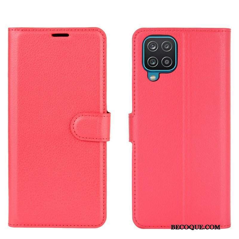 Etui Folio do Samsung Galaxy M12 / A12 Klasyczna Sztuczna Skóra Liczi