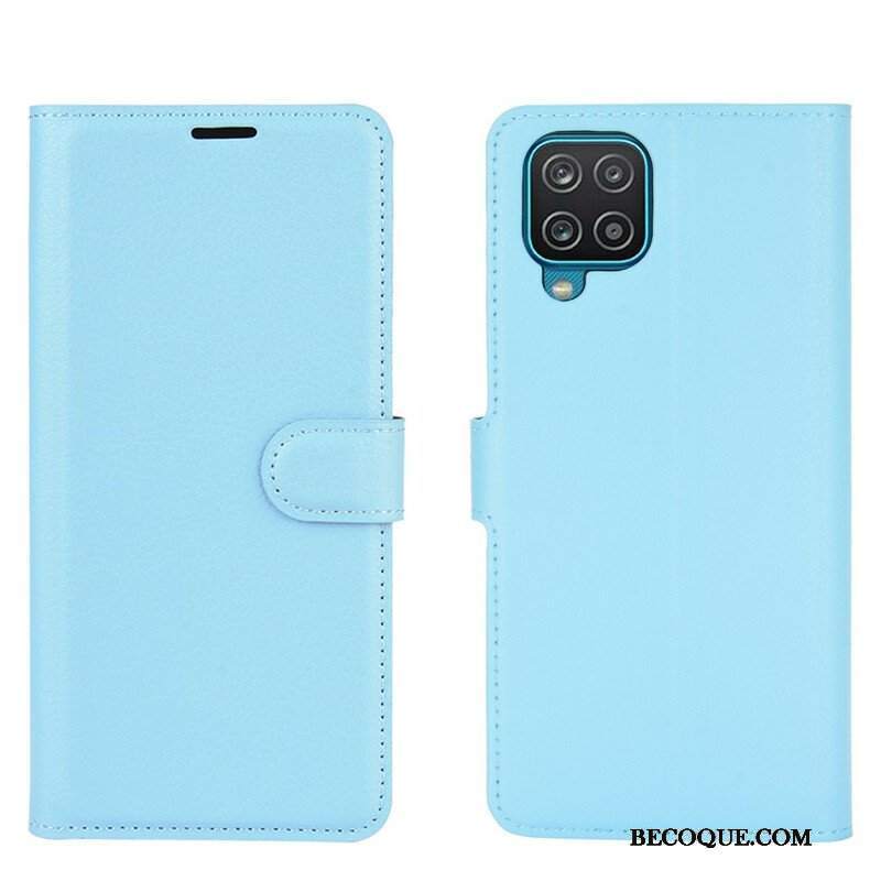 Etui Folio do Samsung Galaxy M12 / A12 Klasyczna Sztuczna Skóra Liczi