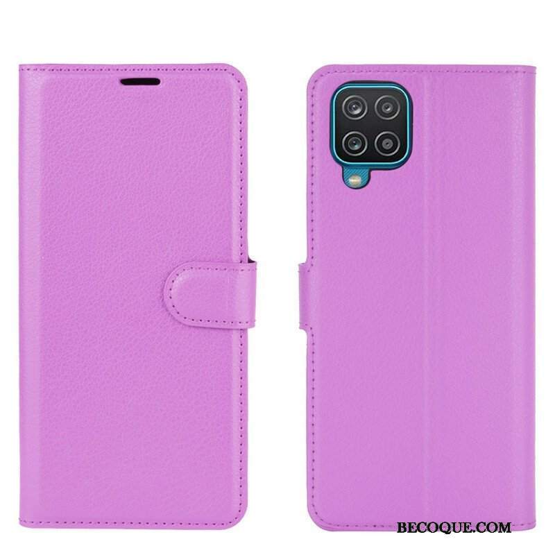 Etui Folio do Samsung Galaxy M12 / A12 Klasyczna Sztuczna Skóra Liczi