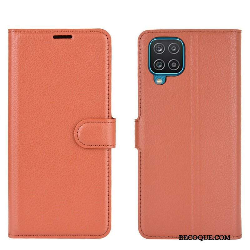 Etui Folio do Samsung Galaxy M12 / A12 Klasyczna Sztuczna Skóra Liczi