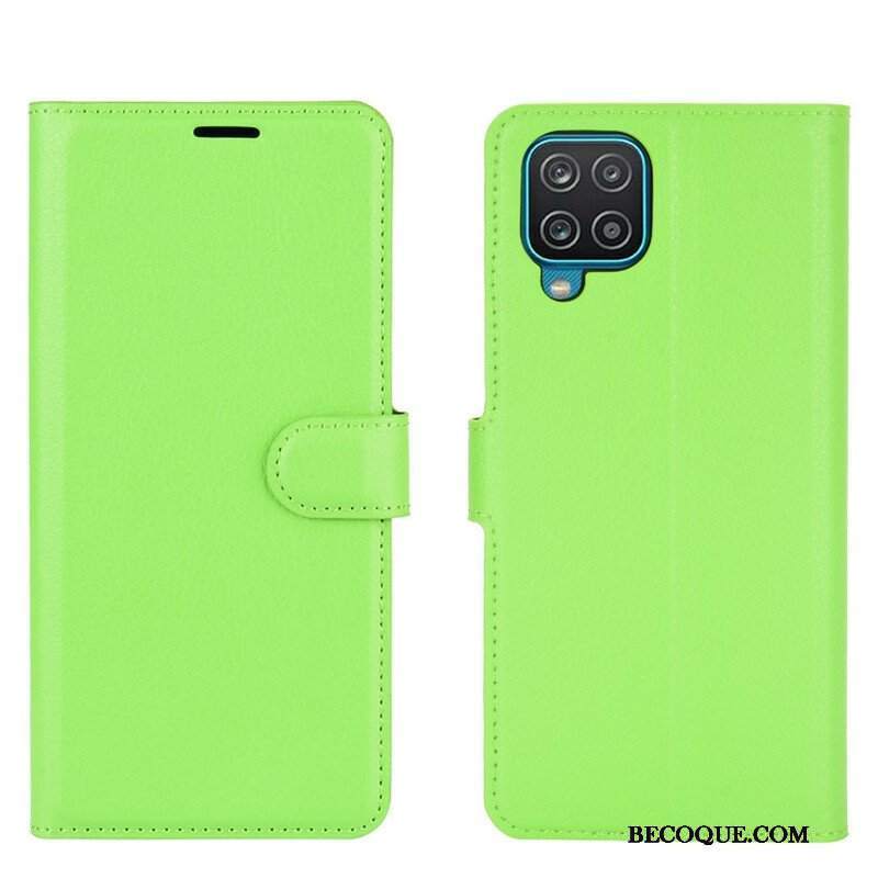 Etui Folio do Samsung Galaxy M12 / A12 Klasyczna Sztuczna Skóra Liczi