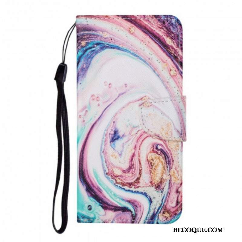 Etui Folio do Samsung Galaxy M12 / A12 Marmur Ze Smyczą