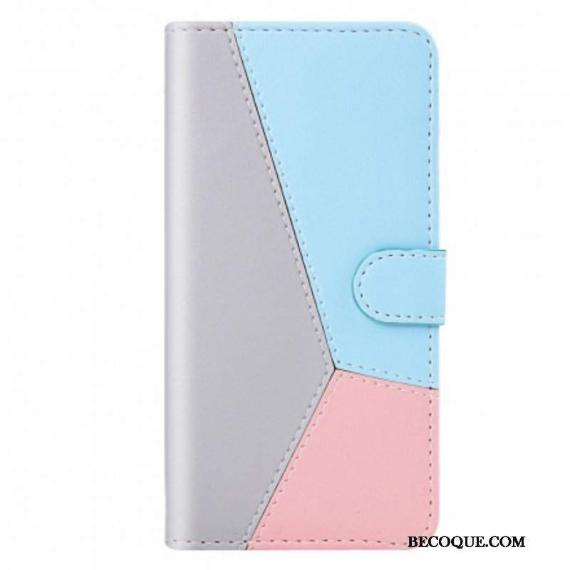 Etui Folio do Samsung Galaxy M12 / A12 Trójkolorowy Efekt Skóry