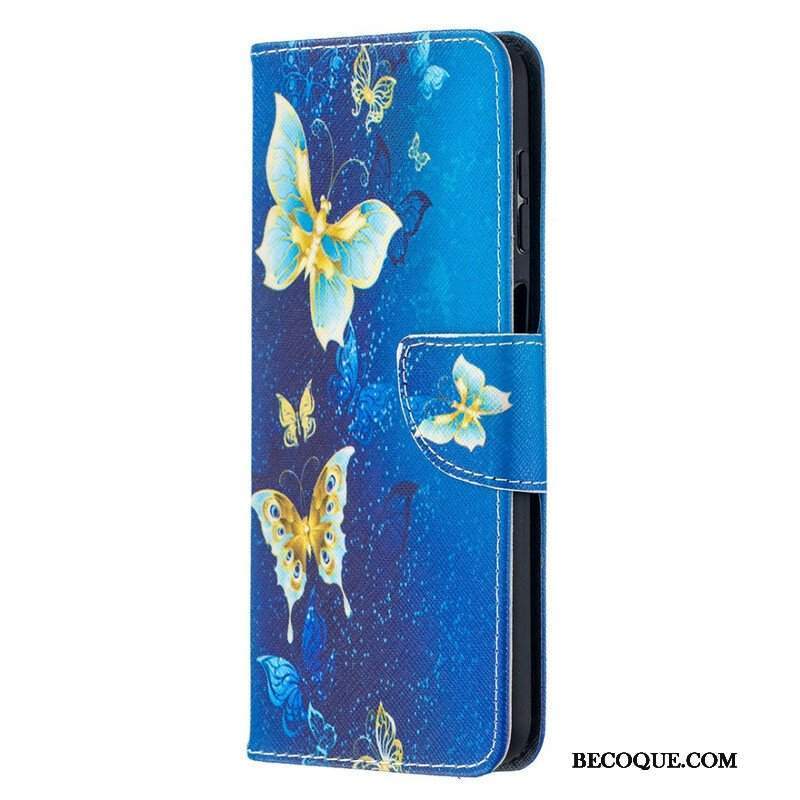 Etui Folio do Samsung Galaxy M12 / A12 Złote Motyle