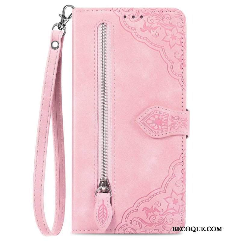 Etui Folio do Samsung Galaxy M13 Portmonetka Z Przodu W Kwiaty