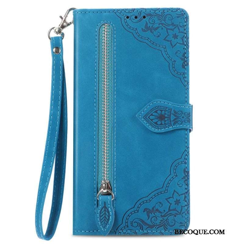 Etui Folio do Samsung Galaxy M13 Portmonetka Z Przodu W Kwiaty