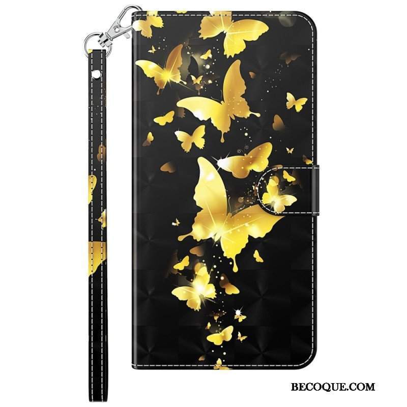 Etui Folio do Samsung Galaxy M13 z Łańcuch Stringi Motyle