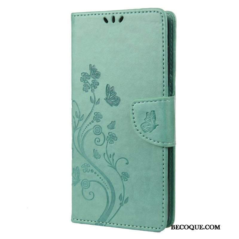 Etui Folio do Samsung Galaxy M23 5G Motyle I Kwiaty