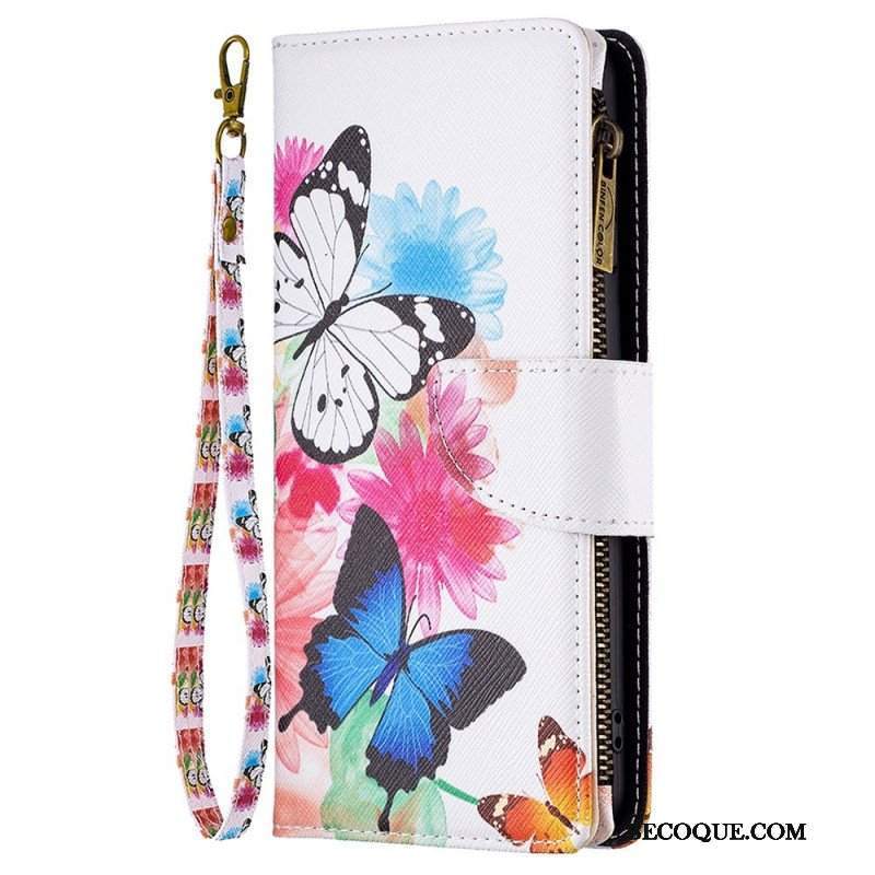 Etui Folio do Samsung Galaxy M23 5G Motyle Portmonetka I Smycz