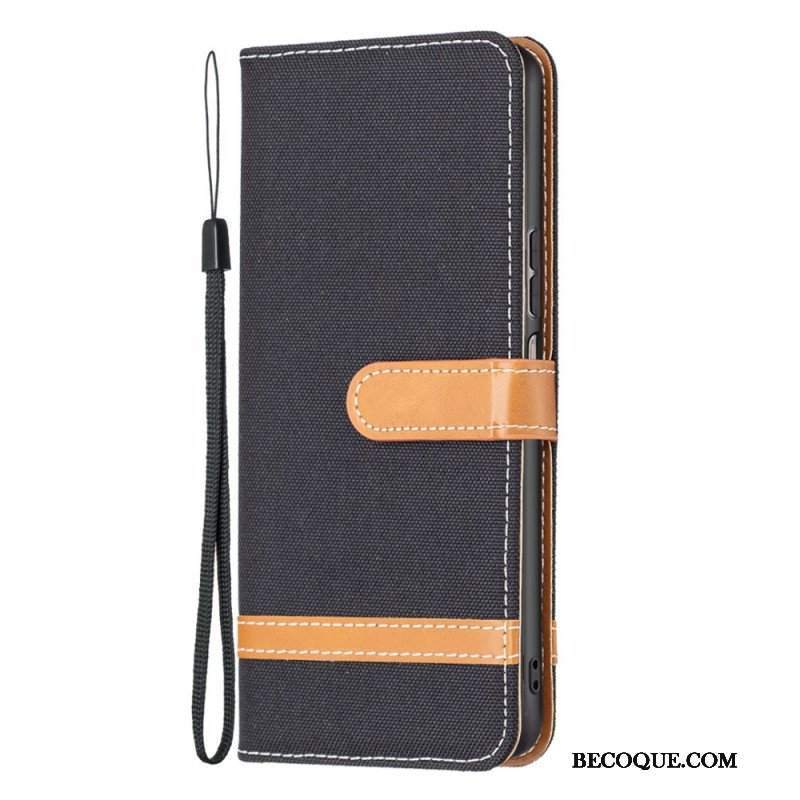 Etui Folio do Samsung Galaxy M23 5G Tkanina Z Paskiem