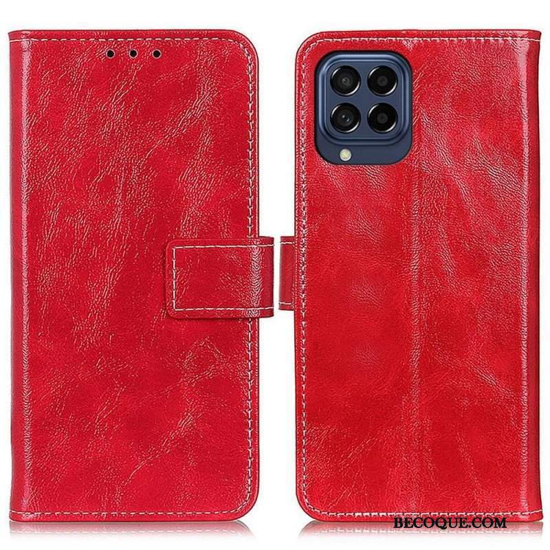 Etui Folio do Samsung Galaxy M53 5G Błyszcząca Sztuczna Skóra I Szwy