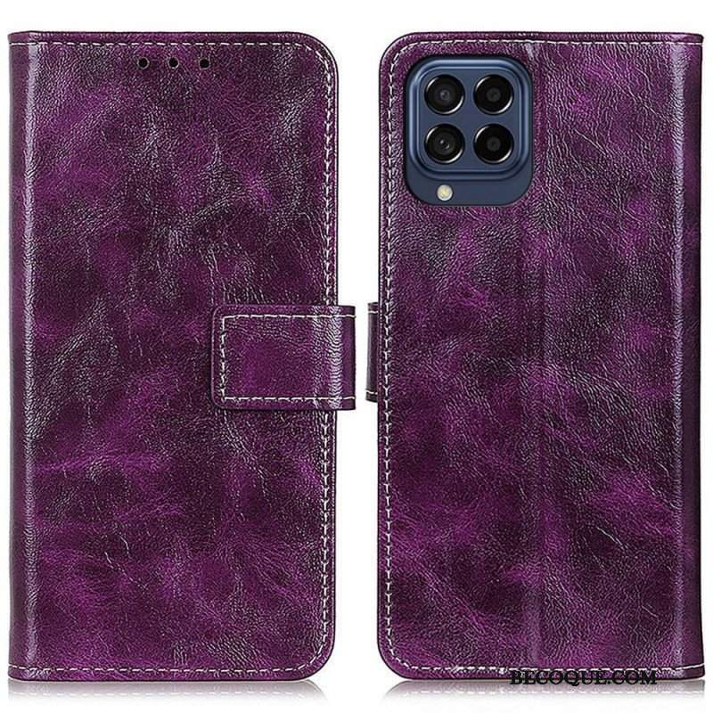 Etui Folio do Samsung Galaxy M53 5G Błyszcząca Sztuczna Skóra I Szwy