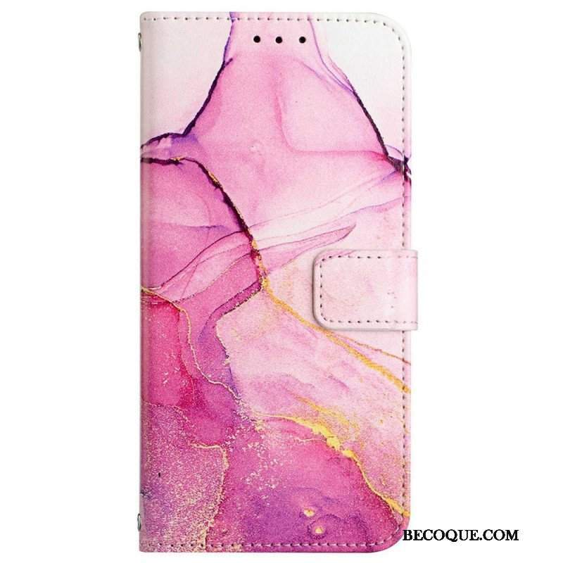 Etui Folio do Samsung Galaxy M53 5G Marmur Ze Smyczą