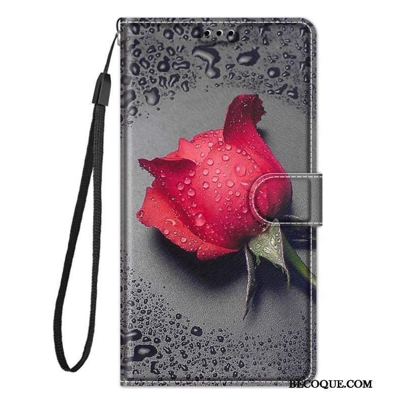 Etui Folio do Samsung Galaxy M53 5G Róże Z Smyczą