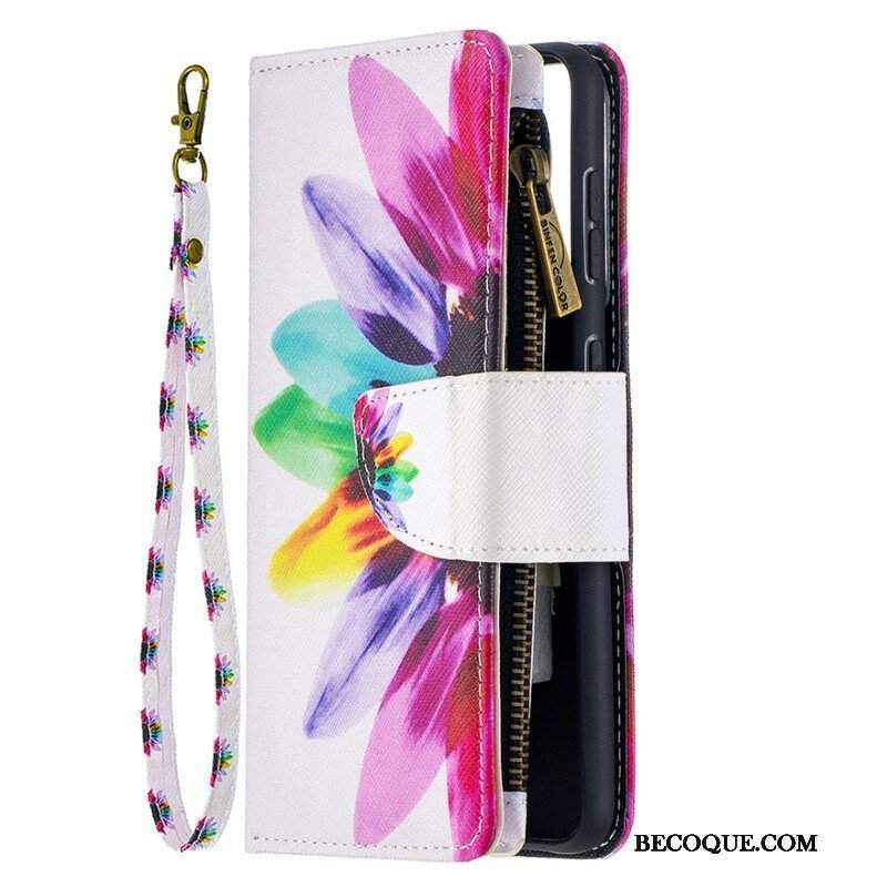 Etui Folio do Samsung Galaxy S21 5G Kieszonka Zapinana Na Zamek W Kwiaty