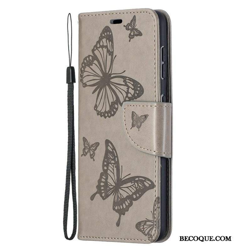 Etui Folio do Samsung Galaxy S21 5G Motyle W Locie Z Smyczą