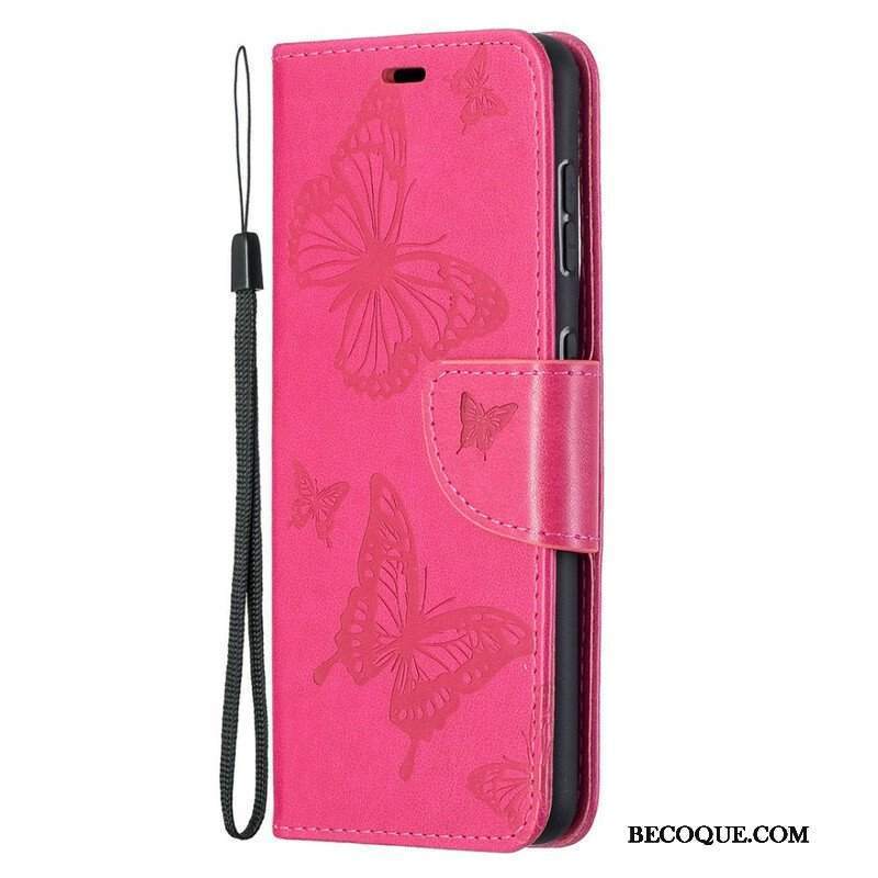 Etui Folio do Samsung Galaxy S21 5G Motyle W Locie Z Smyczą