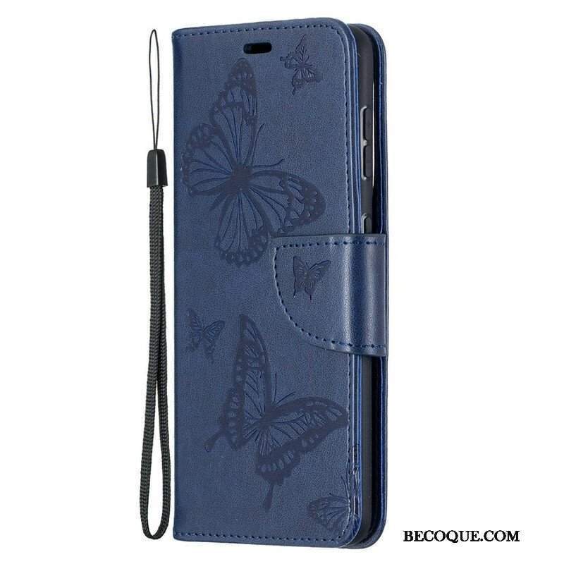 Etui Folio do Samsung Galaxy S21 5G Motyle W Locie Z Smyczą