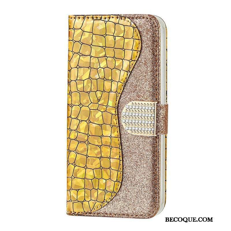 Etui Folio do Samsung Galaxy S21 FE Krokodyle Diamenty