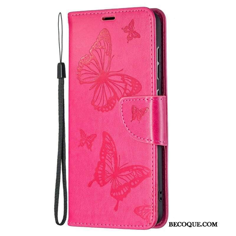 Etui Folio do Samsung Galaxy S21 FE Motyle W Locie Z Smyczą