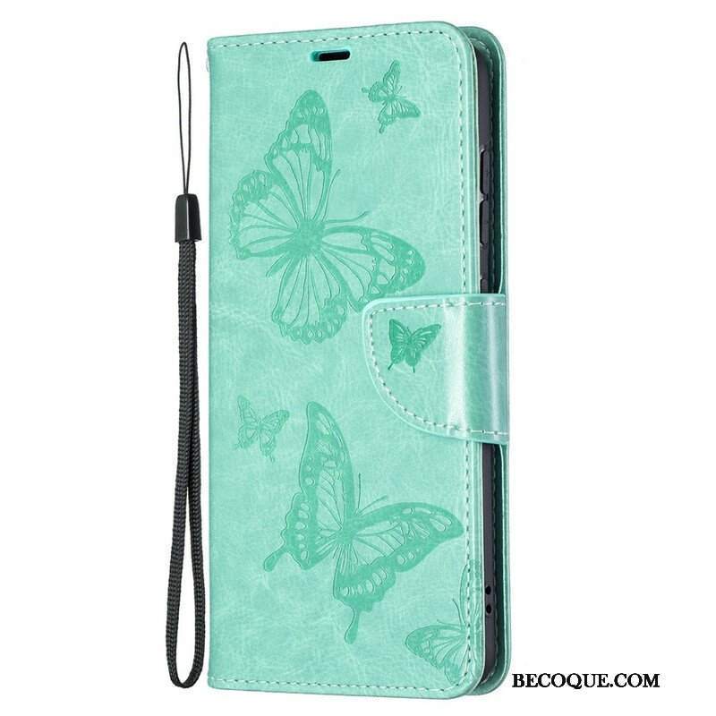 Etui Folio do Samsung Galaxy S21 FE Motyle W Locie Z Smyczą