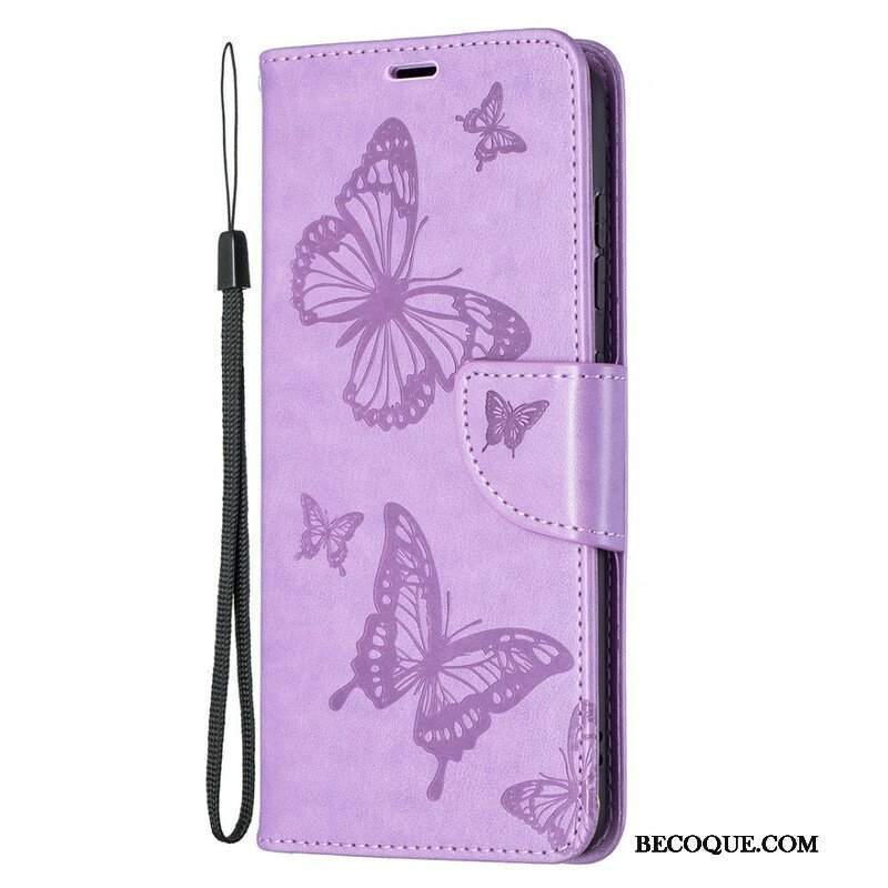 Etui Folio do Samsung Galaxy S21 FE Motyle W Locie Z Smyczą