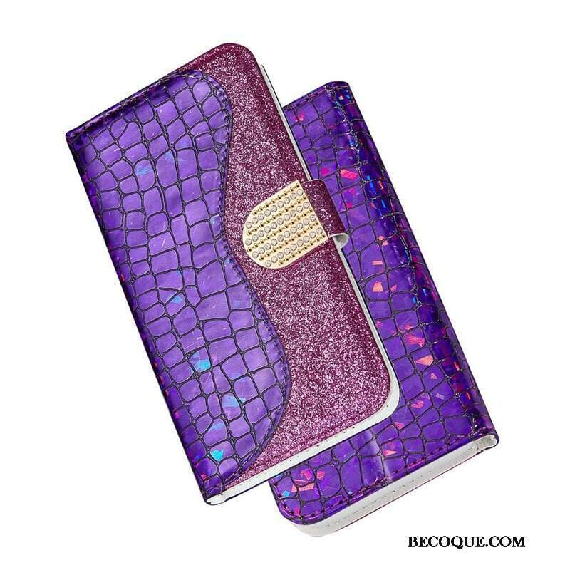 Etui Folio do Samsung Galaxy S21 Plus 5G Krokodyle Diamenty