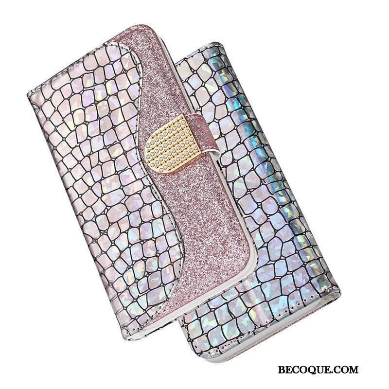 Etui Folio do Samsung Galaxy S21 Plus 5G Krokodyle Diamenty