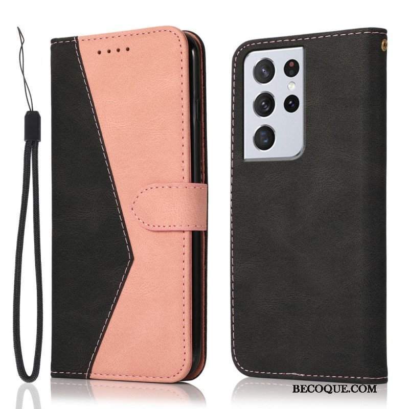 Etui Folio do Samsung Galaxy S21 Ultra 5G Dwukolorowa Trójkątna Sztuczna Skóra