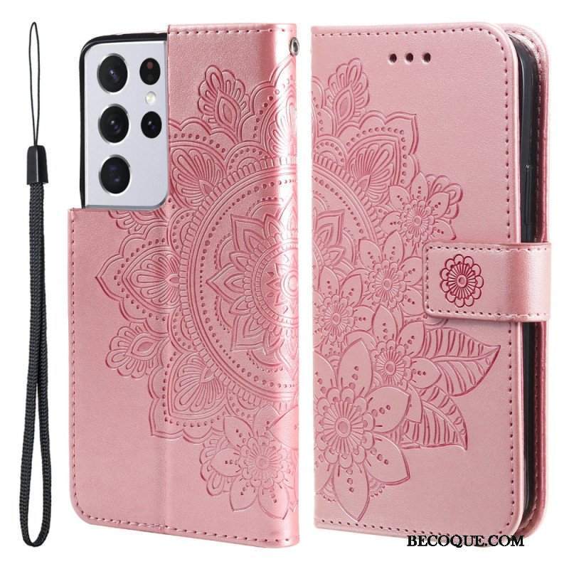 Etui Folio do Samsung Galaxy S21 Ultra 5G Kwiatowa Mandala