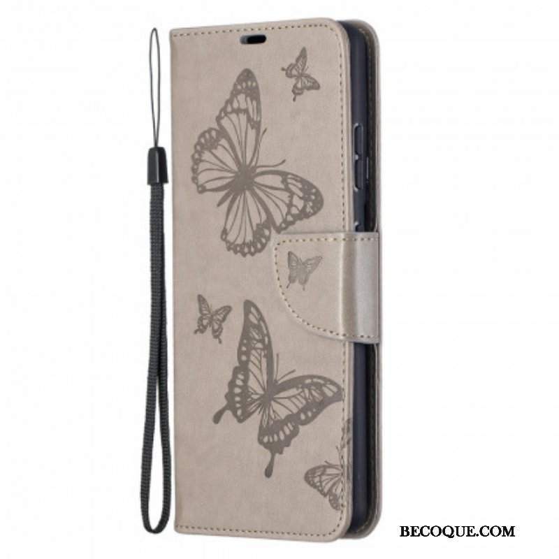 Etui Folio do Samsung Galaxy S21 Ultra 5G Motyle W Locie Z Smyczą