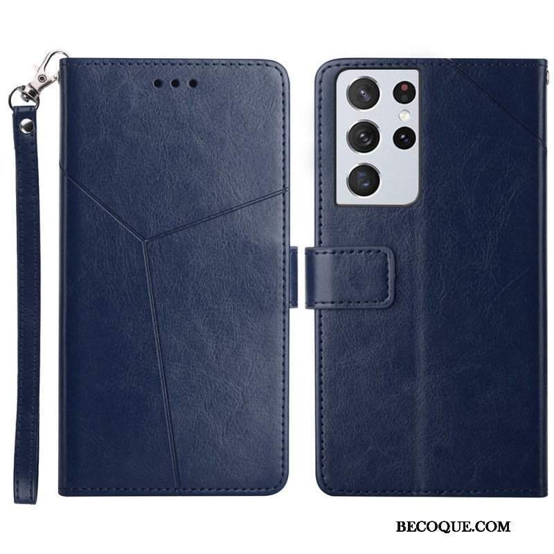 Etui Folio do Samsung Galaxy S21 Ultra 5G Stylowa Skórzana Konstrukcja Geo Y