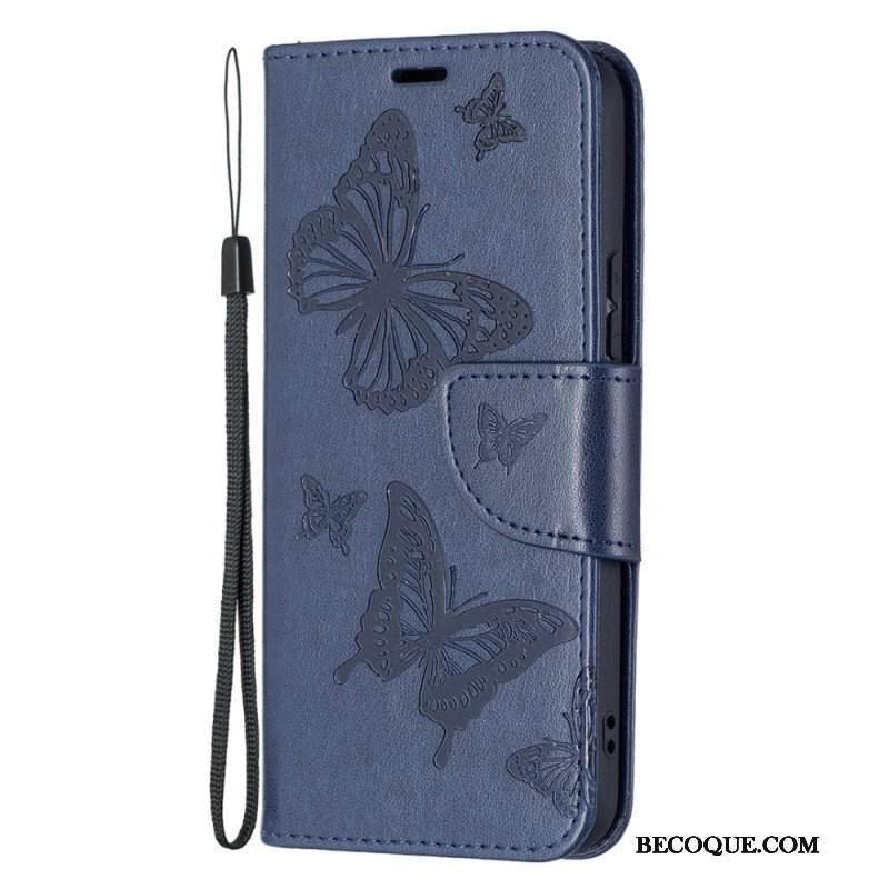 Etui Folio do Samsung Galaxy S22 5G Motyle W Locie Z Smyczą