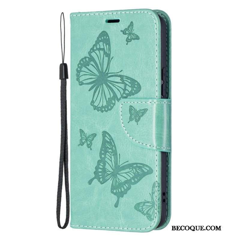 Etui Folio do Samsung Galaxy S22 5G Motyle W Locie Z Smyczą